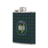 Black Watch Pset Tartan Scottish Thistle Monogram Heupfles (Links)