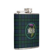 Black Watch Pset Tartan Scottish Thistle Monogram Heupfles (Rechts)