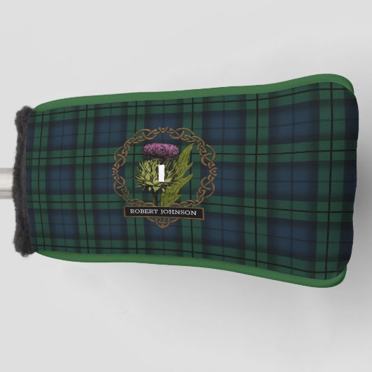 Black Watch Pset Tartan Scottish Thistlle Name Go Golfheadcover (Voorkant)
