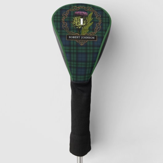 Black Watch Pset Tartan Scottish Thistlle Name Golfheadcover (Voorkant)