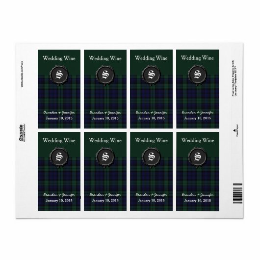 Black Watch Pset Wedding Mini Wine Labels (Full Sheet)