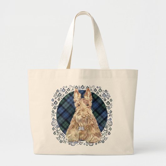 Black Watch Schotse ruit Grote Tote Bag (Voorkant)