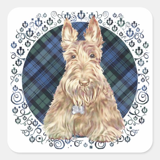 Black Watch Schotse ruit Vierkante Sticker (Voorkant)