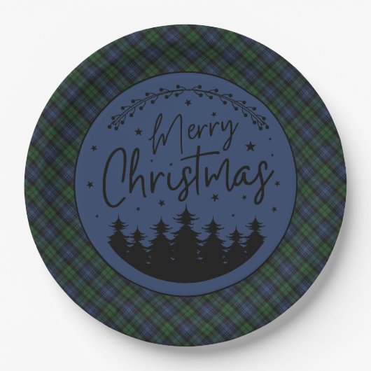 Black Watch Scottish Clan Tartan  Merry Christmas Papieren Bordje (Voorkant)