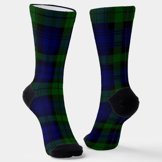 Black Watch Tartan Blue Green Plaid Sokken (Gebogen)