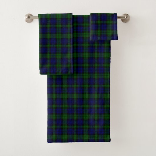 Black Watch Tartan Blue Green Pset Bad Handdoek (Insitu)