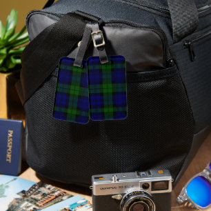 Black Watch Tartan Blue Green Pset Bagagelabel