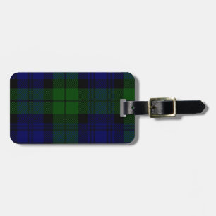 Black Watch Tartan Blue Green Pset Bagagelabel