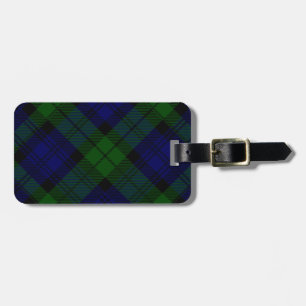 Black Watch Tartan Blue Green Pset Bagagelabel