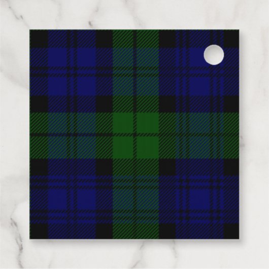 Black Watch Tartan Blue Green Pset Bedankjes Labels (Achterkant)