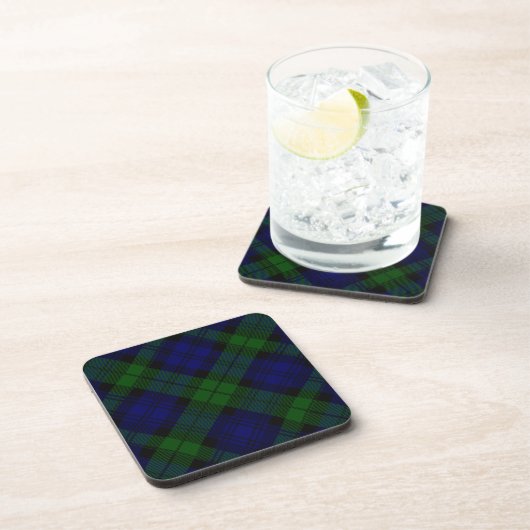 Black Watch Tartan Blue Green Pset Bier Onderzetter (Rechterzijde)