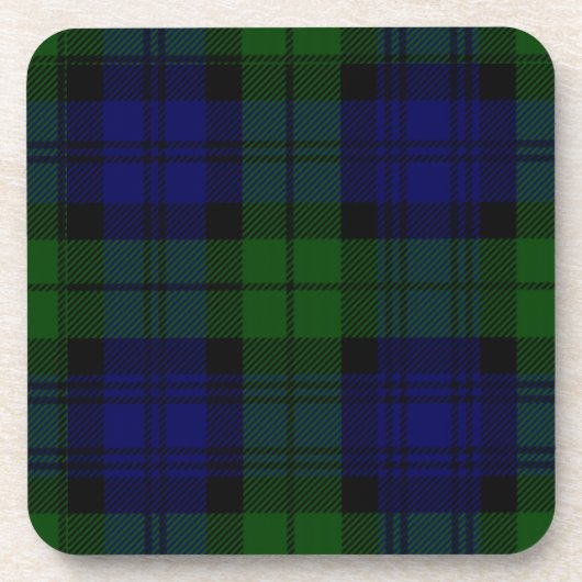 Black Watch Tartan Blue Green Pset Bier Onderzetter (Voorkant)