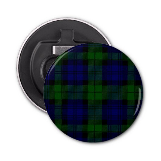 Black Watch Tartan Blue Green Pset Button Flesopener (Voorkant)