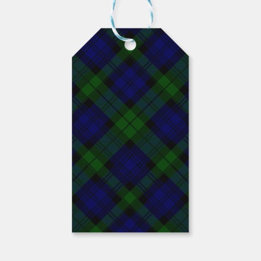 Black Watch Tartan Blue Green Pset Cadeaulabel (Achterkant)