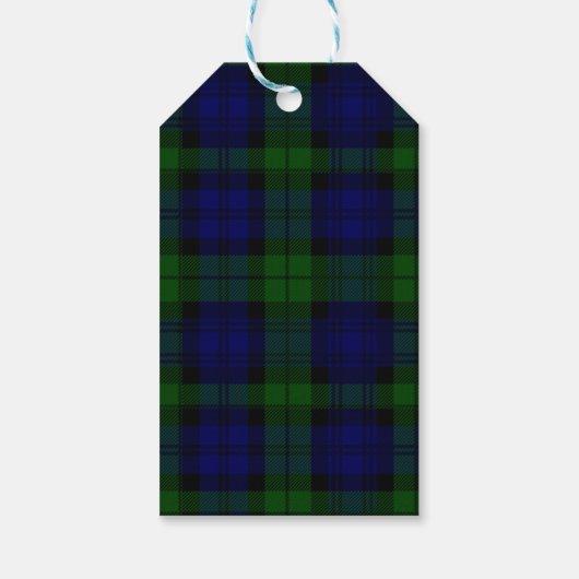Black Watch Tartan Blue Green Pset Cadeaulabel (Achterkant)