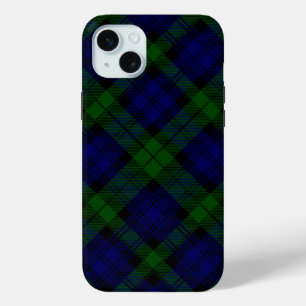 Black Watch Tartan Blue Green Pset iPhone 15 Mini Hoesje