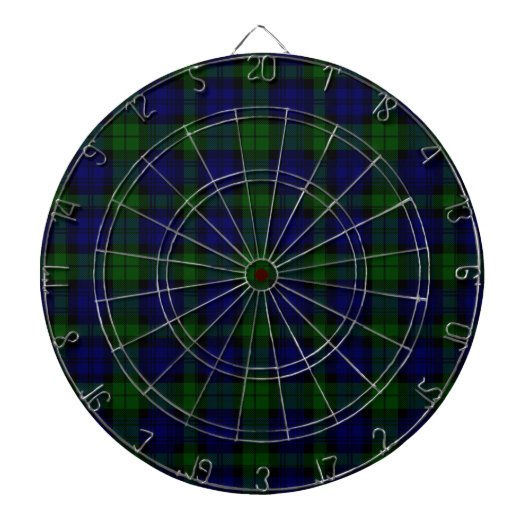 Black Watch Tartan Blue Green Pset Dartbord (Voorkant)