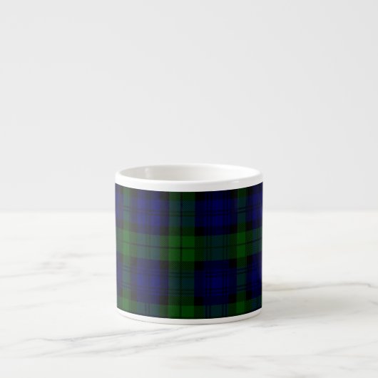 Black Watch Tartan Blue Green Pset Espresso Kop (Voorkant)