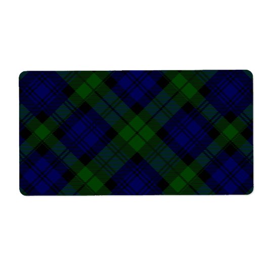Black Watch Tartan Blue Green Pset Etiket (Voorkant)