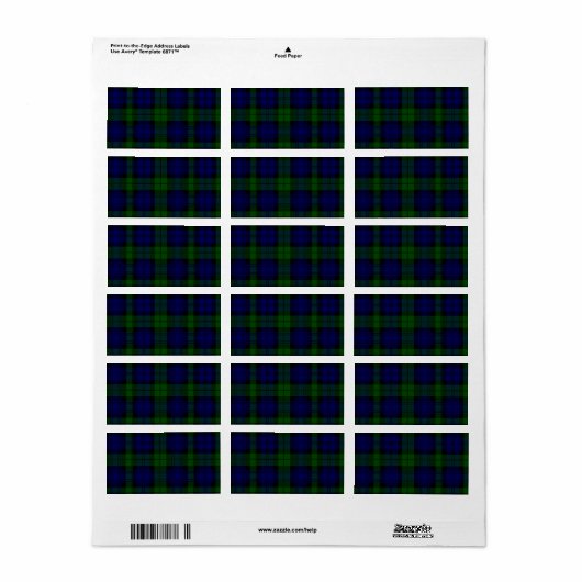 Black Watch Tartan Blue Green Pset Etiket (Full Sheet)