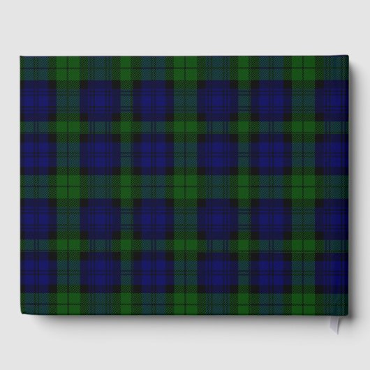 Black Watch Tartan Blue Green Pset Gastenboek (Achterkant)