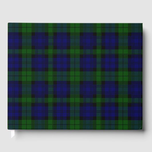 Black Watch Tartan Blue Green Pset Gastenboek (Voorkant)