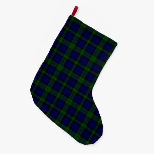 Black Watch Tartan Blue Green Pset Grote Kerstsok (Voorkant (Hangend))