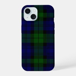 Black Watch Tartan Blue Green Pset iPhone 15 Case