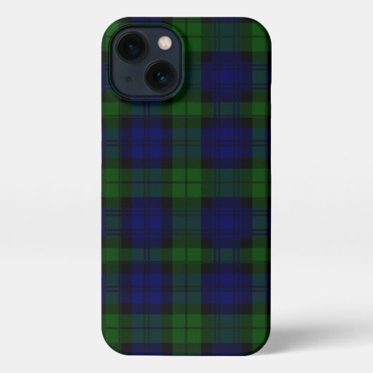 Black Watch Tartan Blue Green Pset iPhone Hoesje (Achterkant)