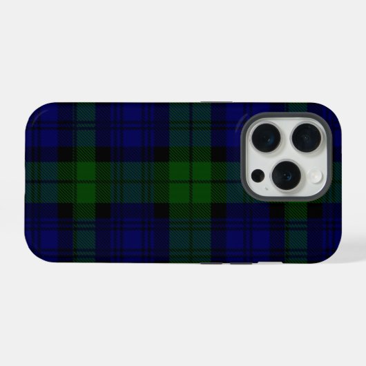 Black Watch Tartan Blue Green Pset iPhone Hoesje (Achterkant horizontaal)