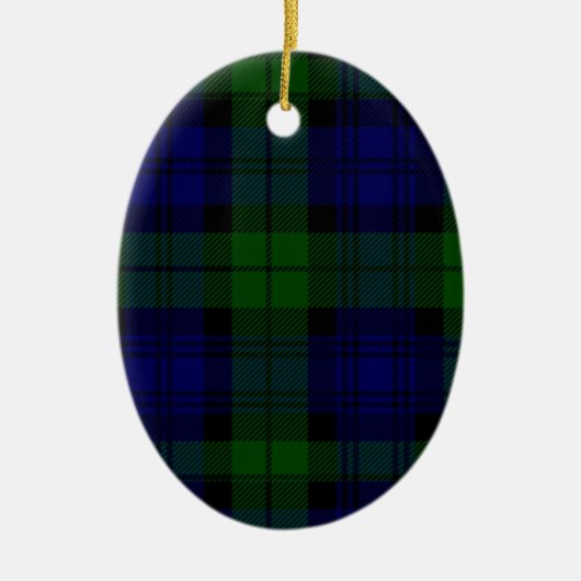 Black Watch Tartan Blue Green Pset Keramisch Ornament (Voorkant)