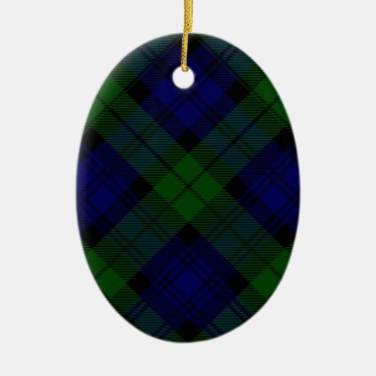 Black Watch Tartan Blue Green Pset Keramisch Ornament (Voorkant)