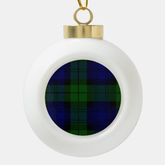 Black Watch Tartan Blue Green Pset Keramische Bal Ornament (Voorkant)