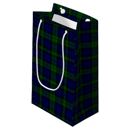 Black Watch Tartan Blue Green Pset Klein Cadeauzakje (Voorkant Gekanteld)