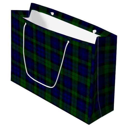 Black Watch Tartan Blue Green Pset Large Cadeautasje (Voorkant Gekanteld)