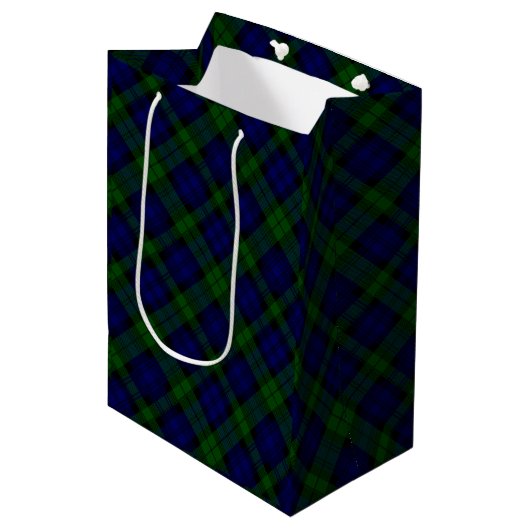 Black Watch Tartan Blue Green Pset Medium Cadeauzakje (Voorkant Gekanteld)