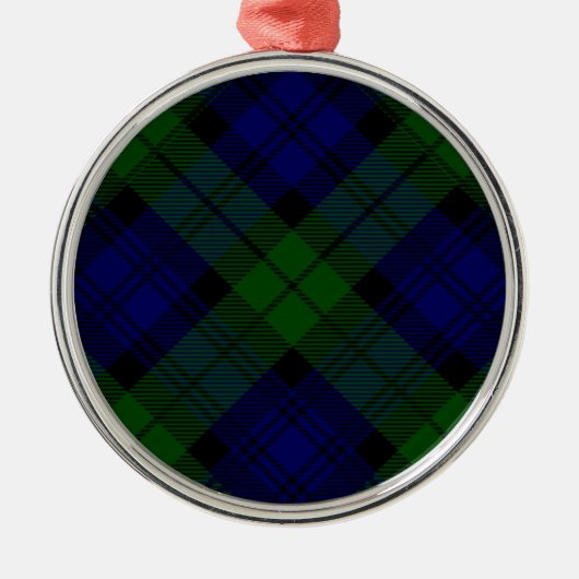 Black Watch Tartan Blue Green Pset Metalen Ornament (Voorkant)