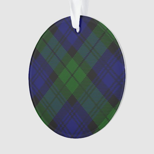 Black Watch Tartan Blue Green Pset Ornament (voorkant)