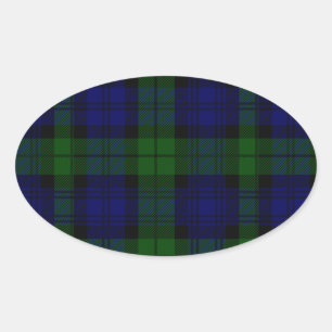 Black Watch Tartan Blue Green Pset Ovale Sticker
