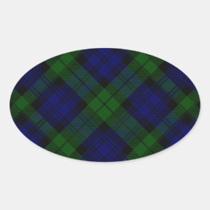 Black Watch Tartan Blue Green Pset Ovale Sticker