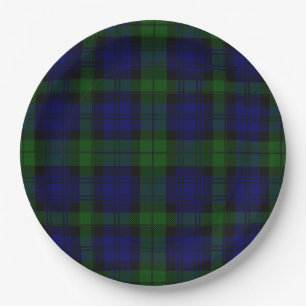 Black Watch Tartan Blue Green Pset Papieren Bordje
