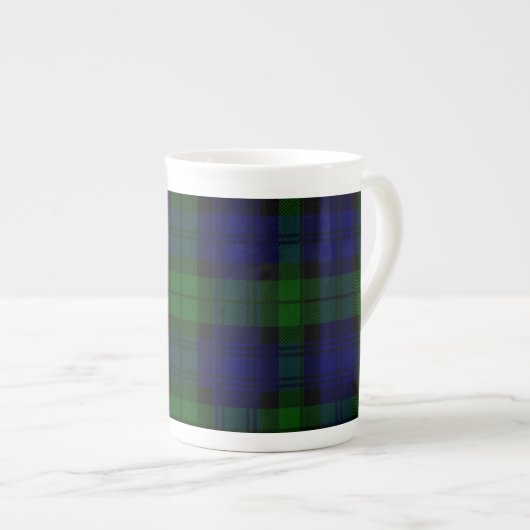Black Watch Tartan Blue Green Pset Porselein Kop (Voorkant rechts)