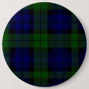Black Watch Tartan Blue Green Pset Ronde Button 6,0 Cm