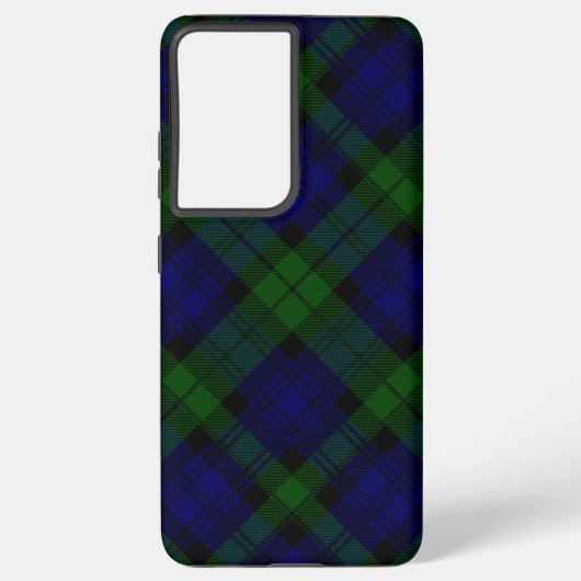 Black Watch Tartan Blue Green Pset Samsung Galaxy Hoesje (Achterkant)