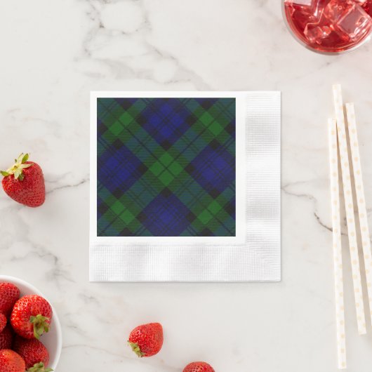 Black Watch Tartan Blue Green Pset Servetten (Insitu)