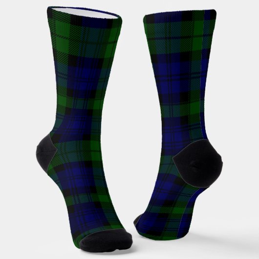 Black Watch Tartan Blue Green Pset Sokken (Gebogen)