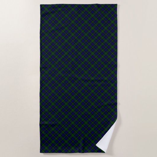 Black Watch Tartan Blue Green Pset Strandlaken (Voorkant)