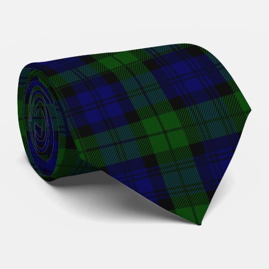 Black Watch Tartan Blue Green Pset Stropdas (Opgerold)