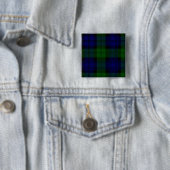 Black Watch Tartan Blue Green Pset Vierkante Button 5,1 Cm (In situ)
