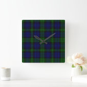 Black Watch Tartan Blue Green Pset Vierkante Klok (Huis)